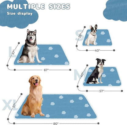 Luciphia Waterproof Pet Blanket for Medium Large Dogs Washable Fluffy Thick Jacquard Shag Fleece Warm Sherpa 3D Textured Flower Print for Cats Puppy Couch Protection (Blue Cloud,85x57 inches)