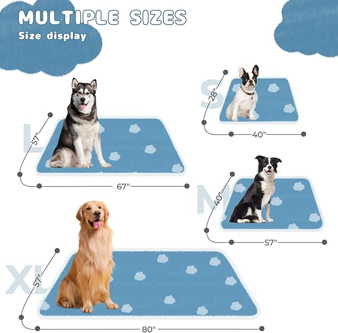 Luciphia Waterproof Dog Cat Blanket Fluffy Thick Fleece Pet Blanket,Washable Double Sided Sherpa Calming Blankets Flower Print Blankets for Medium Large Dogs Cats(Blue Cloud,40x28 inches)