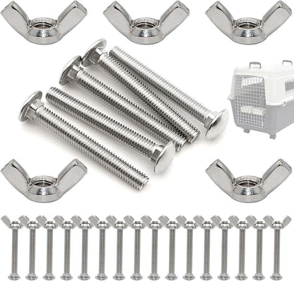 20 Sets Pet Carrier Replacement Fasteners Set - Heavy Duty Stainless Steel Bolts and Nuts for Kennel and Carrier - Dog and Cat Carrier Replacement Parts, M5×40-W