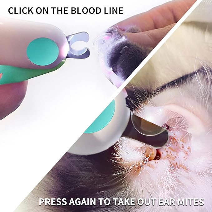 Pet Dog Cat Nail Clippers, Dog Nail Trimmers for Small Animals with LED Lights, Professional Beauty Care Tools, Avoid Excessive Cutting, Suitable for Tiny Dog Cat Rabbit Bird Puppy Kitten (Blue)