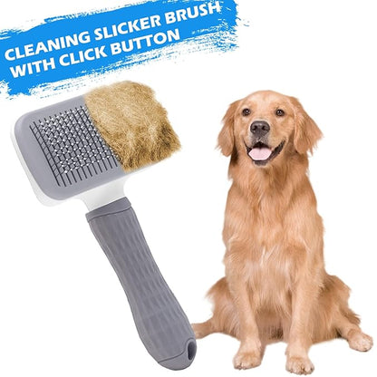 Dog Grooming Kit, Includes 7PCS Deshedding Brush, Pin Brush, Flea Comb, Metal Comb, Bath Brush, Nail Clipper and File, for Small, Medium and Large Dogs (Grey)