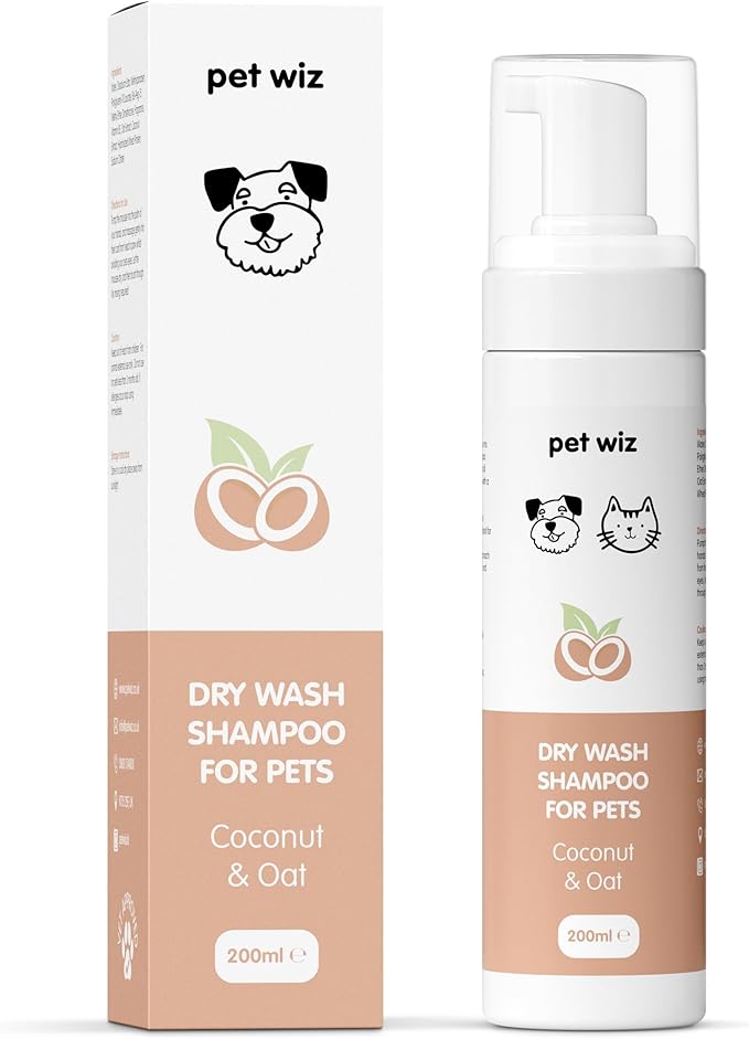 Dry Wash Shampoo for Pets  Soothing & Deodorizing, Natural Ingredients, Quick Drying & No Rinsing Required (Coconut & Oat)