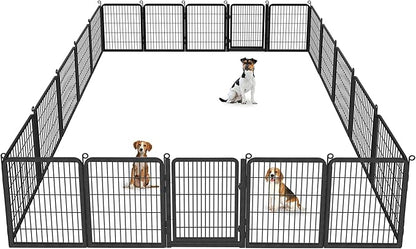Dog Playpen Outdoor, 32" Height 20 Panels Pet Fence with Low Threshold Full Gate, Large Dog Fence Outdoor for Yard, Heavy Duty Pet Playpen Metal Play Pen Fence for RV Camping