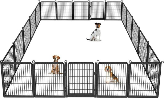Dog Playpen Outdoor, 32" Height 20 Panels Pet Fence with Low Threshold Full Gate, Large Dog Fence Outdoor for Yard, Heavy Duty Pet Playpen Metal Play Pen Fence for RV Camping