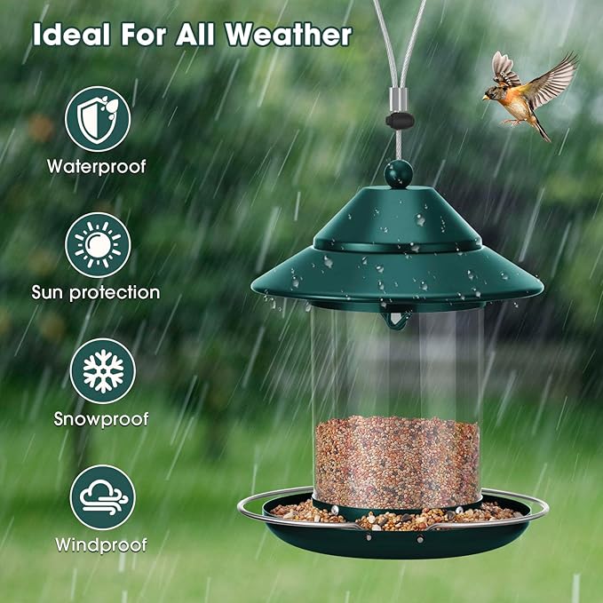 Bird Feeders for Outdoors, Chew Proof Metal Hanging Bird Feeder, Wild Birdfeeders for Outside Garden Yard Decoration Viewing Cardinal Finch