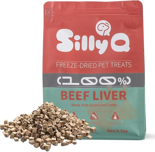 Freeze Dried Beef Liver Dog Treats & Healthy Snacks for Cat,100% Raw Beef Liver Cut Into Pieces,Soft Treats for Training & Rewards,Supplementing Trace Elements 9.5oz