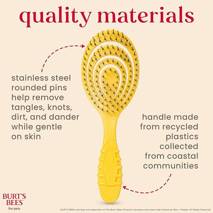 Burt_ Bees for Pets Detangling Pin Brush for Dogs with Medium to Long Hair with Handle Made from Recycled Plastics Collected from Coastal Communities | Dog Brush Removes Tangles and Loosens Matting