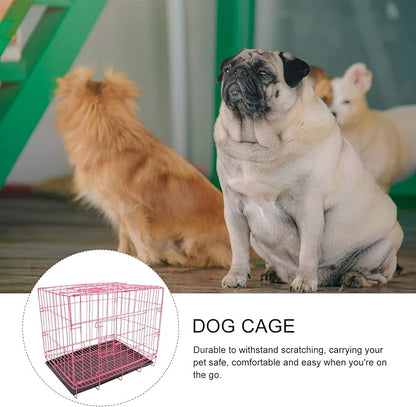 POPETPOP Large Dog Crate Pet Folding Cage Collapsible Dog Cage Indoor Outdoor Dog Crate Small Metal Wire Dog Crate with Leak- Pan Portable Pet Cage for Puppy Cat Rabbit Dog Kennel