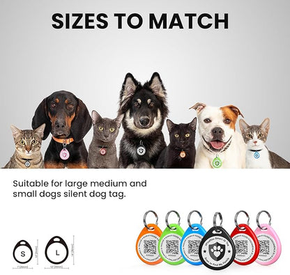 6 Pack Dog Tags Personalized, QR Code Pet ID Tags for Dog Collar, Online Profile, Scan Location Alerts, Mix Colors