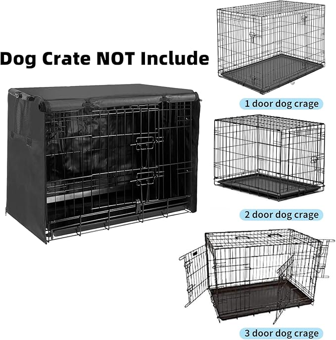 36 Inch Dog Crate Cover,Pet Kennel Cover for Wire Large Dog Cage with1 2 3 Doors. Durable Waterproof 600D Oxford Fabric Indoor/Outdoor Black