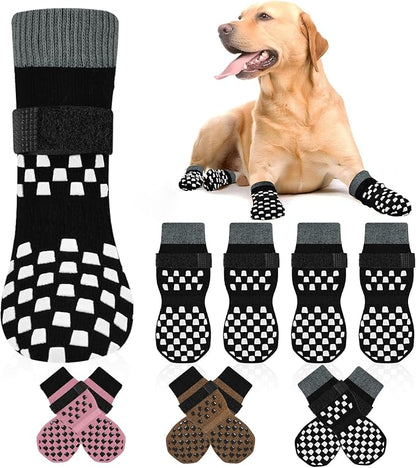 Non Slip Dog Socks to Prevent Licking Paws Grippy Socks for Senior Dog on Hardwood Floors Anti Slip Dog Socks for Hot Pavement Double Side Paw Protector Prevent Scratching Black M