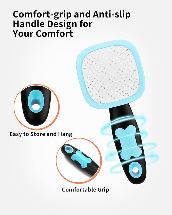 Glendan Dog Brush & Cat Brush- Slicker Pet Grooming Brush- Shedding Grooming Tools(Blue)