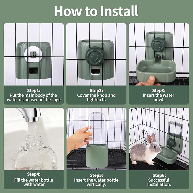 20oz Hanging Automatic Pet Water Dispenser, Gravity Dog Water Bowl for Cage, No Drip Rabbit Water Bottle, Cage Water Dispenser for Small Dogs, Cats, Rabbits and Other Small Animals