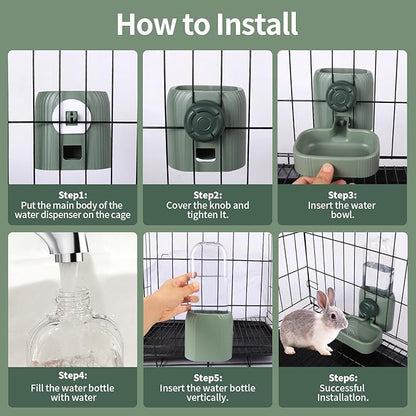 20oz Hanging Automatic Pet Water Dispenser, Gravity Dog Water Bowl for Cage, No Drip Rabbit Water Bottle, Cage Water Dispenser for Small Dogs, Cats, Rabbits and Other Small Animals