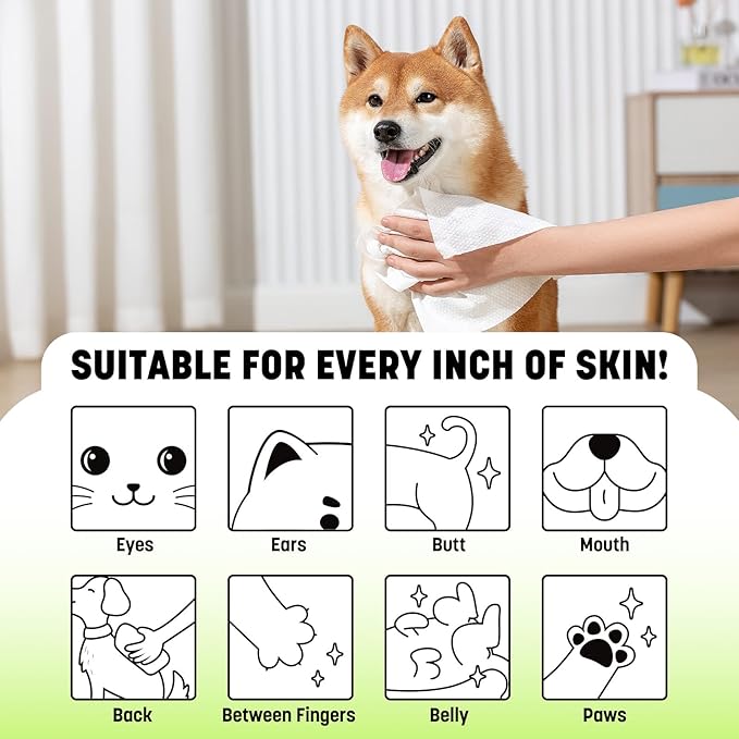 Dog Wipes for Paws and Butt, Plant-Based Large Pet Wipes for Dogs/Cats Hypoallergenic, 8X9 Inch Easy to Use Dog/Cat/Puppy Cleaning Grooming Wipes Gentle Degradable (10 Pack, Fallen Leaves)