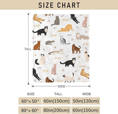 Tupmnbry Cat Blanket Animals Pet Print Throw Blanket Cat Gifts for Cat Lovers Soft Flannel Throw Blankets Lightweight Fluffy Plush Fuzzy Bed Blankets for Couch 60"X80"