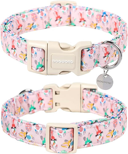 DOGWONG Easter Rabbit Dog Collar, Colorful Egg Dog Collar Soft Durable Adjustable Comfortable Cute Easter Puppy Collar for Small Medium Large Dog