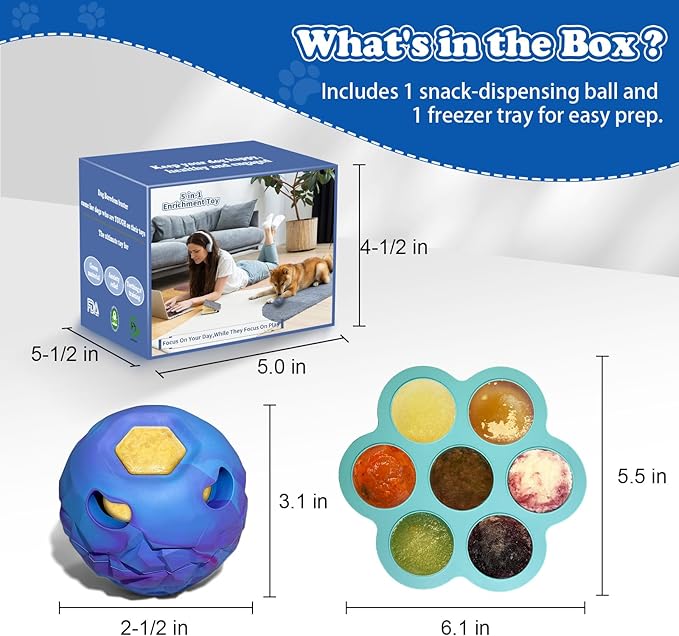 5-in-1 Dog Toy, Frozen Dog Treats to Keep Dogs Busy, Interactive Treat Dispensing Dog Toy Puzzle, Interactive Chew Toys for Puppy Small Medium Dog, Power Chewer, Durable Rubber-Easy to Clean (Small)