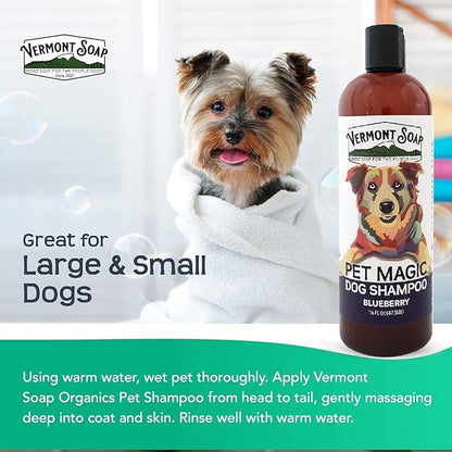 VERMONT SOAP Organics Pet Shampoo - Infused with Organic & Natural Olive Oil, Coconut & Aloe Vera Dog Shampoo for Sensitive Skin - USDA Certified Grooming Pet Shampoo (16oz)