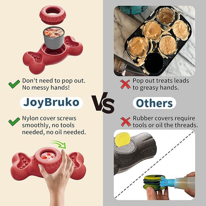 Enrichment Dog Treat Toys - Frozen Dog Treat Dispensing Chew Toy for Aggressive Chewers to Keep Them Busy, Ice Cream Holder Freeze Bone with Mold Cups, Fillable Cognitive Licking Toy, Red