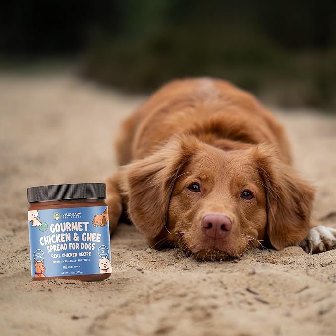 Visionary Pet Foods Chicken Meat Spread - Healthy Dog Treat - Alternative to Dog Peanut Butter, Xylitol Free, No Sugar and Filler Free - Use on Dog Lick Mat, Food Mixer, Pill Pockets - 10oz