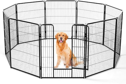 Dog Playpen, 8 Panel 40 Height Puppy Fence Exercise Pen for Yard Gate, Indoor Outdoor Heavy Duty Anti-Rust Metal Playpens with Doors Portable for RV Camping - Small/Medium/Large Pets