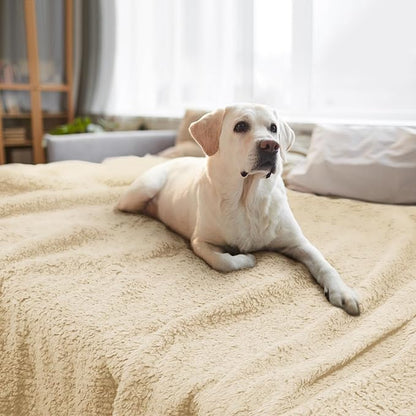 furrybaby Dog Blanket Soft Dog Blankets for Large Dogs Puppy Essentials Washable Sherpa Fleece Cat Blanket 59x78 Inches for Bed Furniture Couch Sofa (Jumbo, Beige)