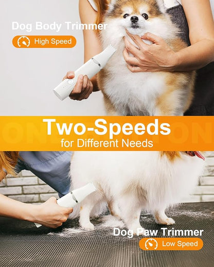 Dogs Hair Clippers Grooming Kit with Nail Grinder, 4 in 1 Cordless Electric Trimmer for Dogs Cat Low Noise USB Rechargeable, Pet Clippers Grooming Paws, Eyes, Ears, Face,Nail, Matted Hair