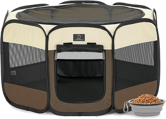 A4Pet Portable Pet Playpen for Small Dogs, 27" Small Dog Playpen for Puppy/Cats/Rabbit/Chick, Cat Playpen Indoor with Easy Cleaning Bottom & Removable Zipper