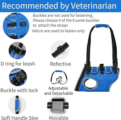 Dog Lift Harness, Recovery Sling Support Vest Stair Lift for Front Legs Only, Mobility Carrier with Handle for Senior, Elderly, Disabled, Joint Injuries, Arthritis, Paralysis- Medium