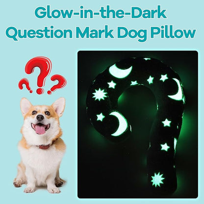 MABOZOO Question Mark Dog Pillow, Pet Pillow Glow in The Dark for Dogs and Cats, Question Shaped Dog Neck Pillow Calming Pillow Pet Calming Toy for Joint Relief Sleeping Improve(Gray, M)