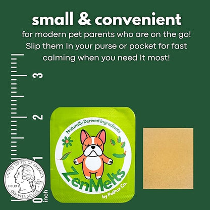 Calming Strips for Dogs 4-in-1 – 30 Behavioral Support Melts with Chamomile, L-Theanine, Tryptophan & Melatonin for Dogs – Supports Calm During Fireworks & Separation – Non Drowsy Pet Zen Formula
