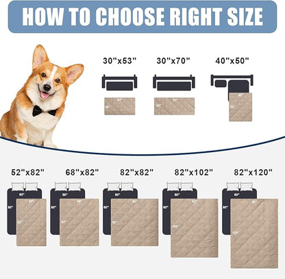 Smiry Waterproof Dog Blanket, Reversible Dog Bed Cover Pet Blanket, Soft Couch Cover for Dogs Washable, Bed Couch Sofa Furniture Protector for Puppy Cat Kids (82"x102", Taupe/Beige)