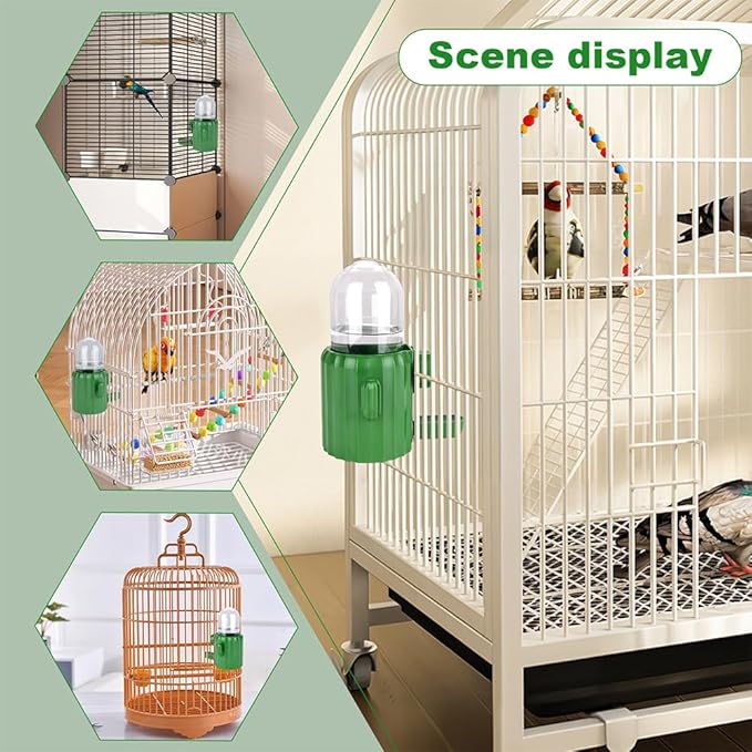 Automatic Bird Cage Water Dispenser - Cactus No-Spill Feeder for Parakeet, Cockatiel, Budgie & Small Birds