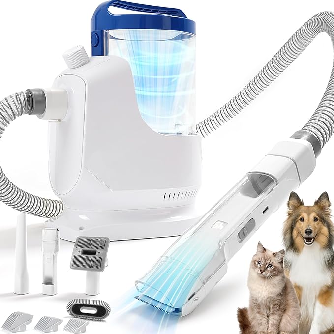 Dog Grooming Kit with Vacuum Clippers: Dog Vacuum for Shedding Grooming with Pet Hair Trimmer - 3L Pet Grooming Vacuum for Dogs Low Noise