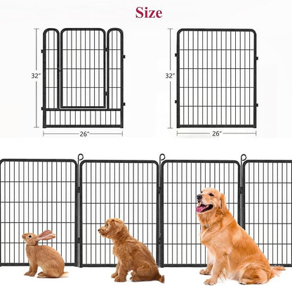 Dog Playpen, 32inch 20 Panels Outdoor Dog Fence Indoor Dog Pen Anti-Rust Pet Puppy Pen Dog Exercise Pen with Lock for Medium Small Dogs, Portable Pet Fence for Yard RV Camping