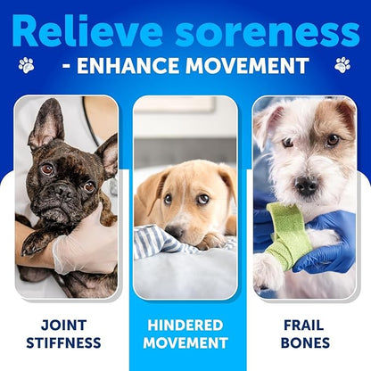 Glucosamine for Dogs - Hip and Joint Supplement for Dogs with Arthritis - Chews with Chondroitin, Hemp Oil, MSM - Canine Joint Pain Relief Health - Mobility Support for Large Breeds - 120 Soft Treats