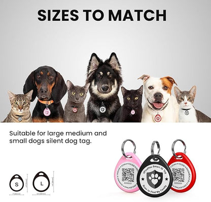 3 Pack Dog Tags Personalized, QR Code Pet ID Tags for Dog Collar, Online Profile, Scan Location Alerts, Black,Pink,Red