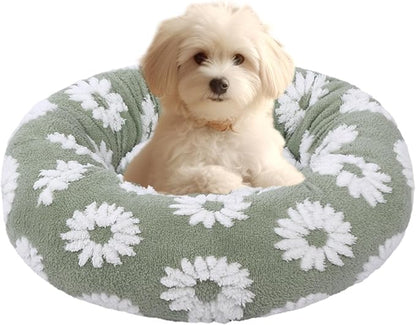 HYQ Small Dog Bed, Cat Beds for Indoor Cats, Dog Beds for Small Dogs with Anti-Slip Bottom, Cute Puppy Bed Washable-White-20inch