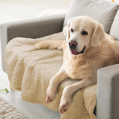 furrybaby Dog Blanket Soft Dog Blankets for Large Dogs Puppy Essentials Washable Sherpa Fleece Cat Blanket 41x65 Inches for Bed Furniture Couch Sofa (X Large, Beige)