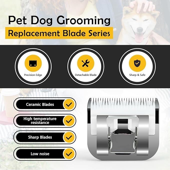 30 Detachable Dog Grooming Clipper Replacement Blades,Compatible with Andis Cut Length 1/50"(0.5mm),Compatible with Oster A5, Wahl KM Series Clippers, Made of Ceramic & Stainless Steel Blade