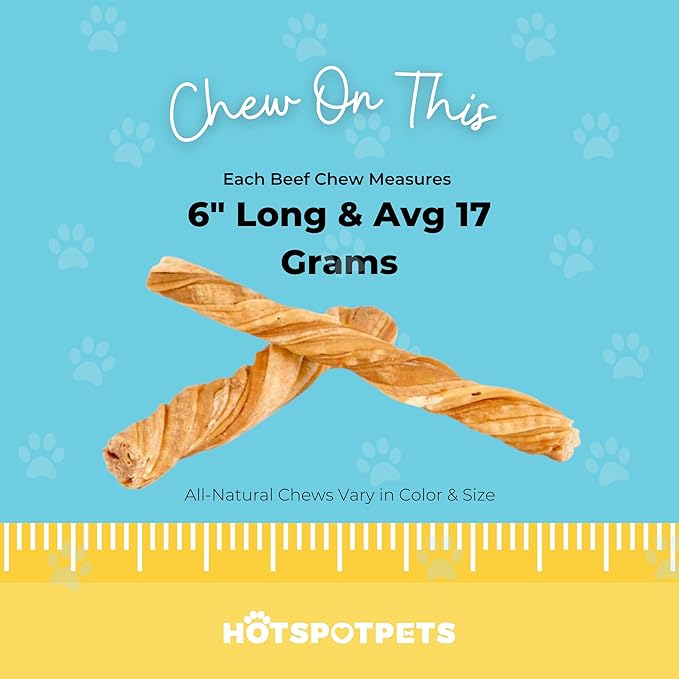 hotspot pets Tripe Twists for Dogs - Premium All Natural Beef Sticks - Single Ingredient Crunchy Dog Chew Treats - Rawhide Free -6 Inch Dog Treats