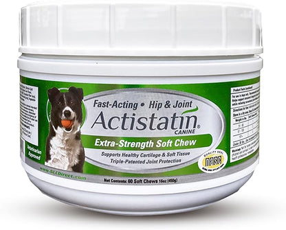 Actistatin Canine Large Dog Soft Chews, 60ct  Patented Extra-Strength Joint, Cartilage, Soft Tissue Supplement: Glucosamine, Chondroitin, Manganese, MSM, L-Carnitine  High Absorption, Fast Results