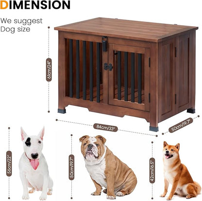 Wooden Dog Crate Furniture,Foldable and Portable Dog Kennel Furniture Indoor,Decorative Dog Crate End Table No Assembly.(Medium,Walnut)