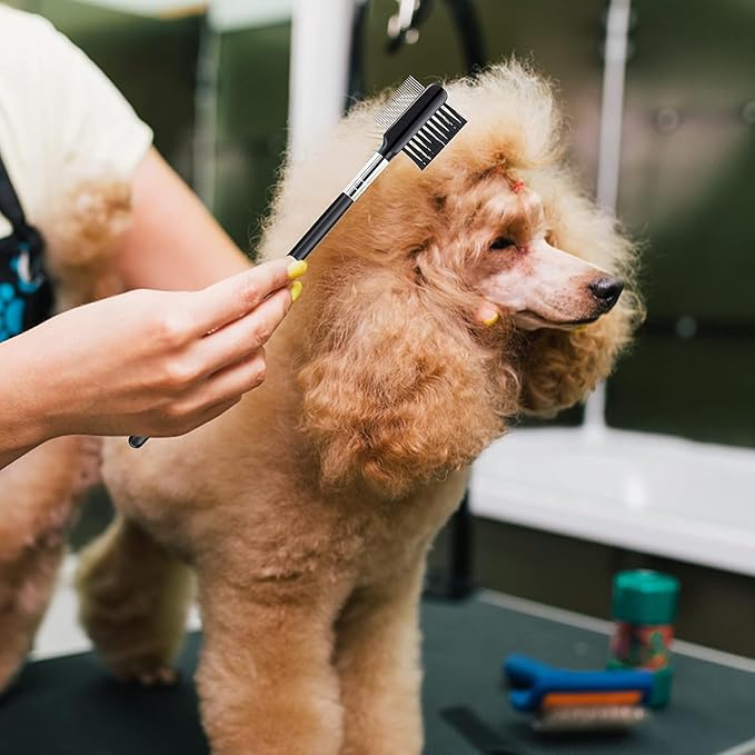 4in1 Pets Grooming Comb Kit, Cat Dog Flea Comb Grooming Comb Eye Comb Brush Pet Double-Sided Comb Remove Knots Crust Mucus for Puppy Kitten (4in1)