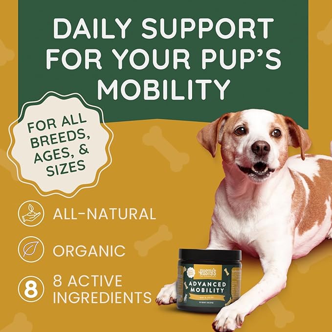 Rusty's Pet Essentials Premium Hip & Joint Dog Supplement (170 Chews) - Advanced Mobility - Formulated with Chondroitin - Calcium - Glucosamine - Turmeric & MSM for Joint Health - Made in The USA
