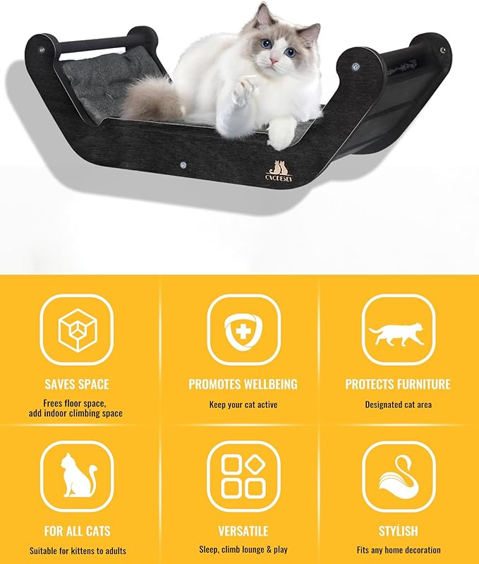 3 Large Steps & perches, Cat Climber Furniture for Indoor Cats, Modern Climbing Gym Jungle Design, Mount Scratcher - Decor Furniture, Easy Installation