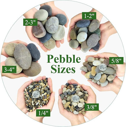 5lbs Aquarium Rocks, 5/8" Natural Mixed Pebbles for Plants Decorative Polished River Rocks for Fish Tank, Landscaping, Gardening, Flower Pots, Vase Fillers, Indoor Water Fountains