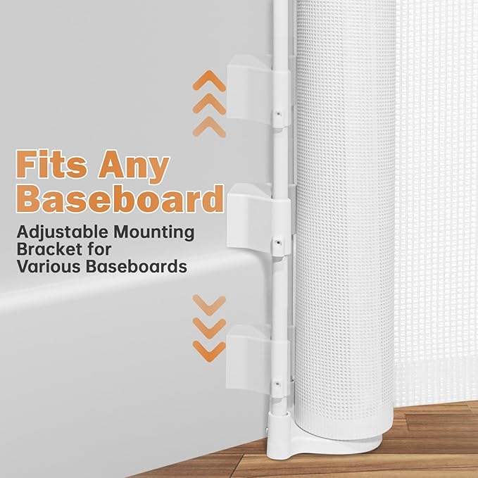 200" Retractable Baby Gates Dog Gate Extra Wide, 42" Tall Child Pet Safety Gate with Reinforced Strips for Stairs, Long Mesh Garage Gates Fence for Outdoor Indoor Large Openings Driveway Decks Patio