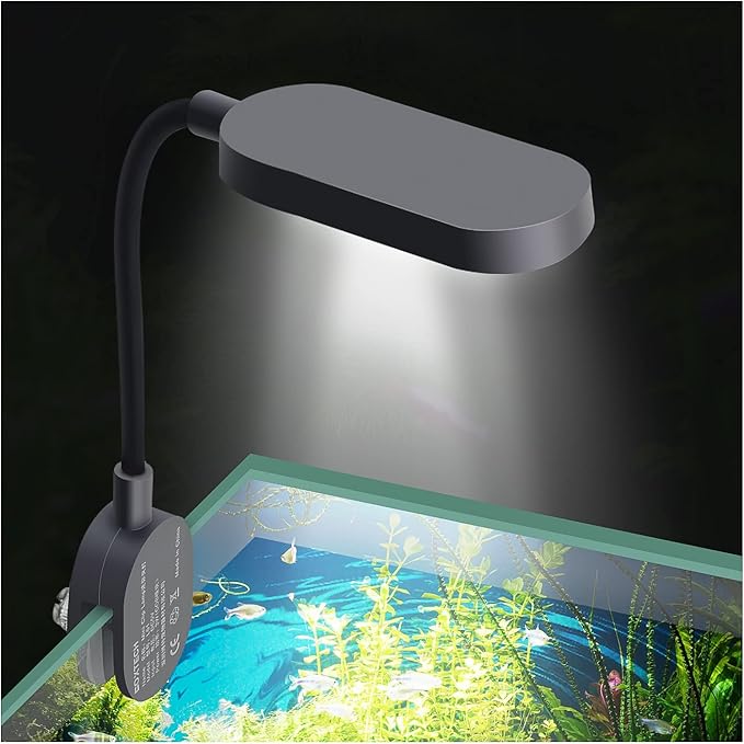 UPETTOOLS Aquarium Light with Adapter LED Clip on Fish Tank Light Small Full Spectrum USB Light 360° Rotation Lighting 5W